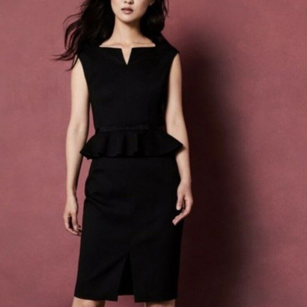 Ted Baker Textured Peplum Sheath Dress in Black Size 1